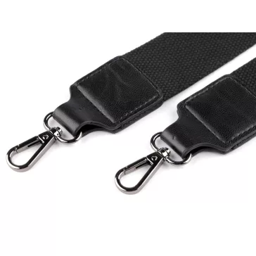   Textil táskafül / heveder karabinerrel szélessége 3,8 cm - 5 fekete fekete nikkel (5 db-os csomagolás)