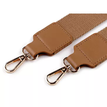   Textil táskafül / heveder karabinerrel szélessége 3,8 cm - 6 bézs arany (5 db-os csomagolás)