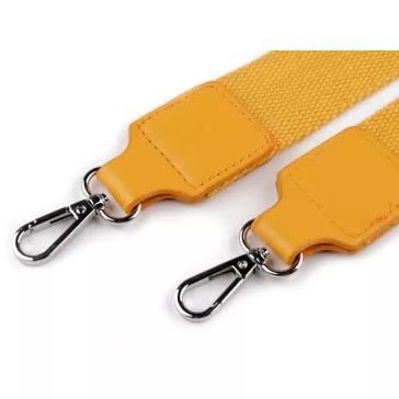   Textil táskafül / heveder karabinerrel szélessége 3,8 cm - 7 mustárszínű nikkel (5 db-os csomagolás)