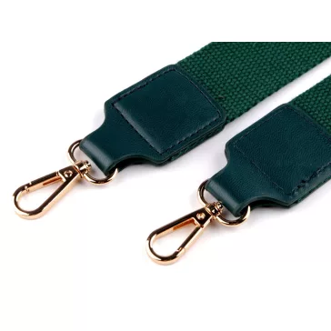  Textil táskafül / heveder karabinerrel szélessége 3,8 cm - 8 zöld sötét arany (5 db-os csomagolás)