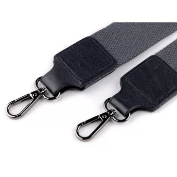   Textil táskafül / heveder karabinerrel szélessége 3,8 cm - 10 szürkéskék fekete nikkel (5 db-os csomagolás)