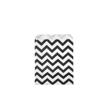   Papír zacskó chevron, pöttyök 10x14 cm - 1 fehér-fekete chevron (500 db-os csomagolás)
