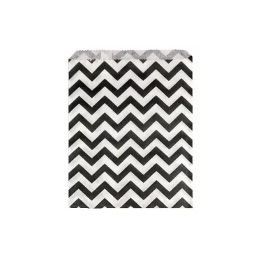   Papír zacskó chevron, pötty 13x17 cm - 1 fehér-fekete chevron (100 db-os csomagolás)