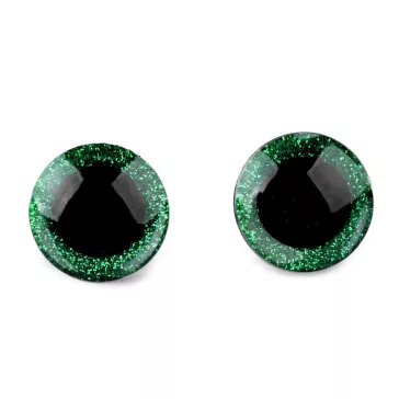   Biztonsági szemek glitterrel Ø25 mm - 5 élénkzöld (144 szett)