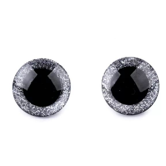 Biztonsági szemek glitterrel Ø25 mm - 6 ezüst (24 szett) Biztonsági szemek glitterrel Ø25 mm - 6 ezüst (24 szett)