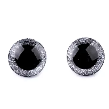 Biztonsági szemek glitterrel Ø25 mm - 6 ezüst (144 szett)
