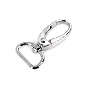   Fém forgós karabiner 20 mm-es befűző - 1 nikkel (2 db-os csomagolás)