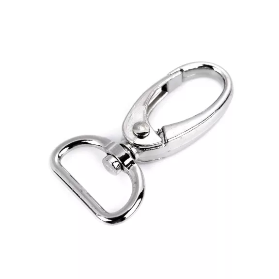 Fém forgós karabiner 20 mm-es befűző - 1 nikkel (10 db-os csomagolás) Fém forgós karabiner 20 mm-es befűző - 1 nikkel (10 db-os csomagolás)