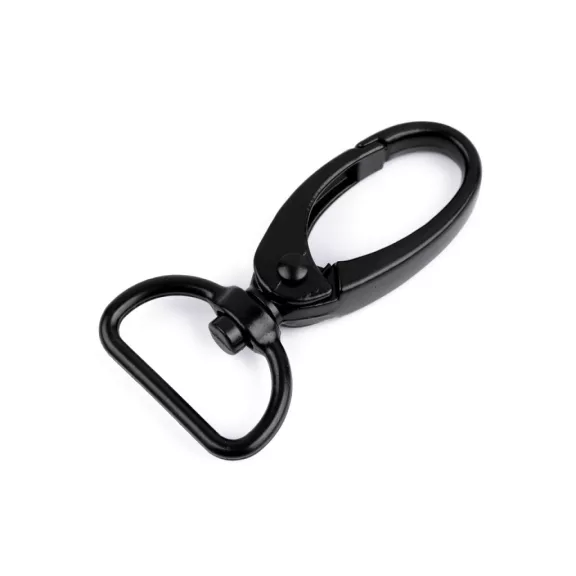 Fém forgós karabiner 20 mm-es befűző - 6 fekete lakk (2 db-os csomagolás) Fém forgós karabiner 20 mm-es befűző - 6 fekete lakk (2 db-os csomagolás)