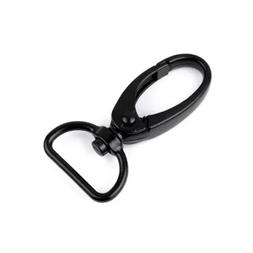   Fém forgós karabiner 20 mm-es befűző - 6 fekete lakk (10 db-os csomagolás)