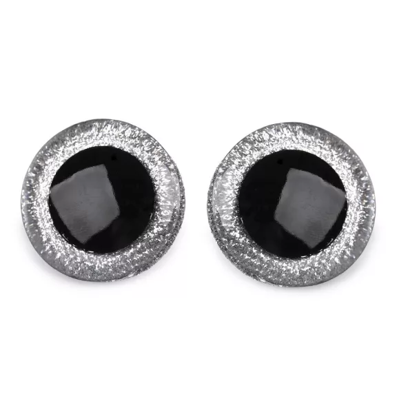 Nagy biztonsági szemek glitterrel Ø40 mm - 1 ezüst (2 szett) Nagy biztonsági szemek glitterrel Ø40 mm - 1 ezüst (2 szett)