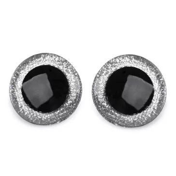   Nagy biztonsági szemek glitterrel Ø40 mm - 1 ezüst (48 szett)