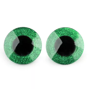   Nagy biztonsági szemek glitterrel Ø40 mm - 5 zöld (48 szett)