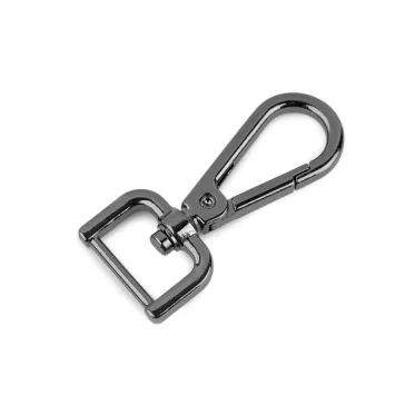   Fém forgós karabiner 20 mm-es befűző - 2 (20 mm) nikkel fekete (5 db-os csomagolás)