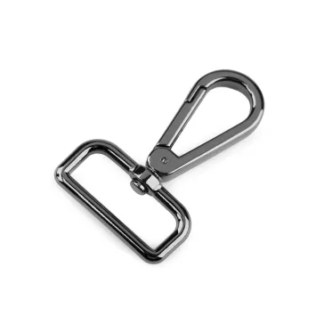   Fém forgós karabiner 30 mm-es befűző - 2 nikkel fekete (5 db-os csomagolás)