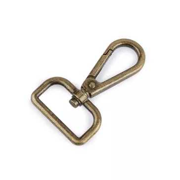   Fém forgós karabiner 30 mm-es befűző - 4 ósárgaréz (20 db-os csomagolás)