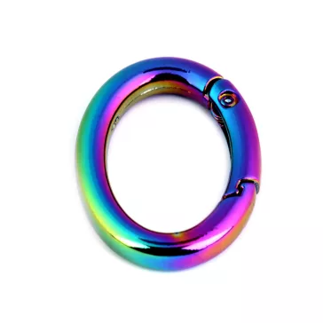   Karabiner karika / ovál táskára / szivárváonyos kulcs - 2 multicolor ovál (10 db-os csomagolás)