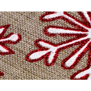   Karácsonyi ajándékzsák glitteres pelyhek 20,5x30,5 cm juta utánzat - természetes bézs (4 db-os csomagolás)