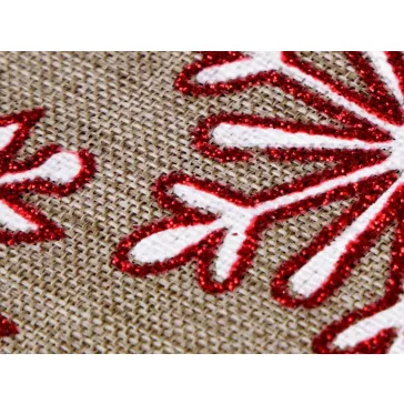   Karácsonyi ajándékzsák glitteres pelyhek 20,5x30,5 cm juta utánzat - természetes bézs (10 db-os csomagolás)