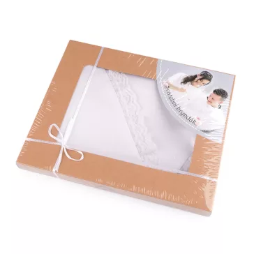   Alkalmi partedli, előke csipkével szegve - díszíthető - 2 fehér (2 box)