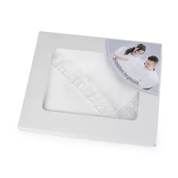   Alkalmi partedli, előke csipkével szegve - díszíthető - 2 fehér (2 box)