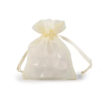   Ajándék zsákocska 8x10,5 cm organza shine - 6 krém világos (120 db-os csomagolás)