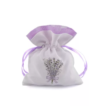   Ajándék zsák levendula mintával 9x13 cm - 1 fehér levandula (3 db-os csomagolás)