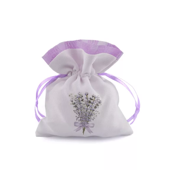 Ajándék zsák levendula mintával 9x13 cm - 1 fehér levandula (3 db-os csomagolás) Ajándék zsák levendula mintával 9x13 cm - 1 fehér levandula (3 db-os csomagolás)