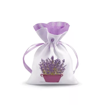   Ajándék zsák levendula mintával 9x13 cm - 5 fehér levandula (3 db-os csomagolás)