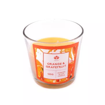   Karácsonyi illat mécses üvegben 120 g - 17 (Orange&Grapefruit) narancssárga (12 db-os csomagolás)