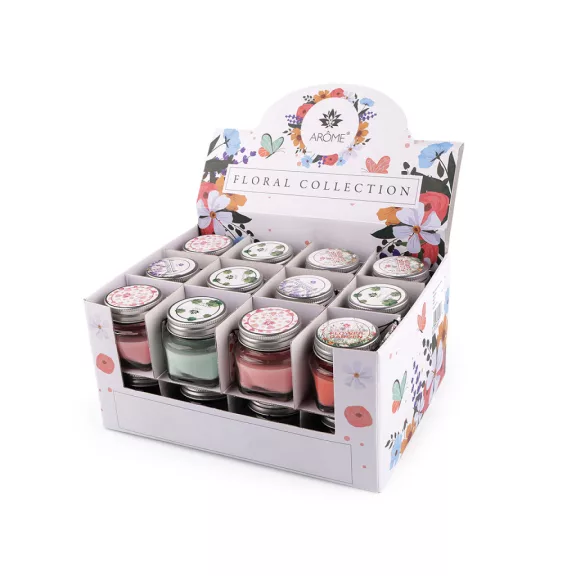 Kis illat gyertya üvegben névjegykártyával 28 g Fruit, Floral - (Floral) vegyes 2-es (24 db-os csomagolás) Kis illat gyertya üvegben névjegykártyával 28 g Fruit, Floral - (Floral) vegyes 2-es (24 db-os csomagolás)
