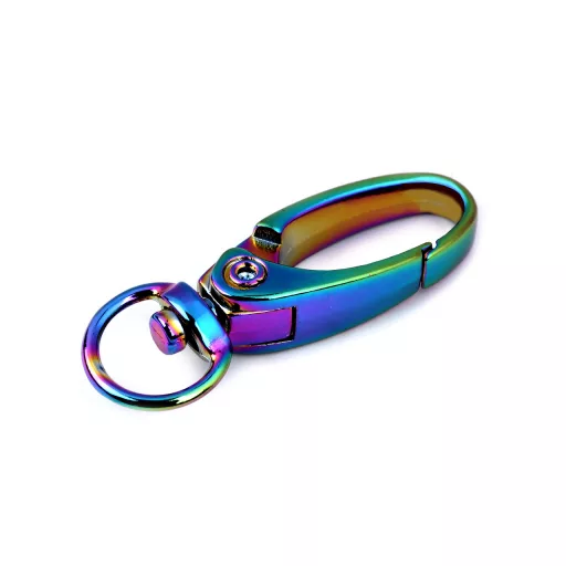 Fém forgós karabiner 9 mm-es befűző szivárványos