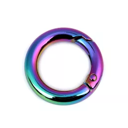   Gömbölyű karabiner táskára / karika kulcsra szivárványos Ø18 mm