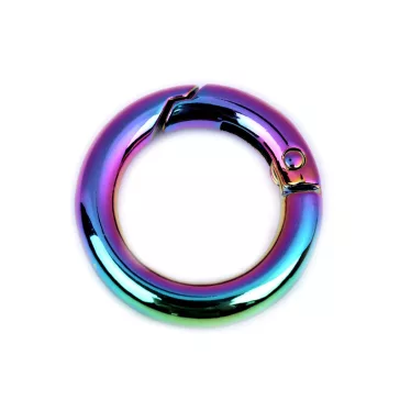   Gömbölyű karabiner táskára / karika kulcsra szivárványos Ø18 mm - multicolor (10 db-os csomagolás)