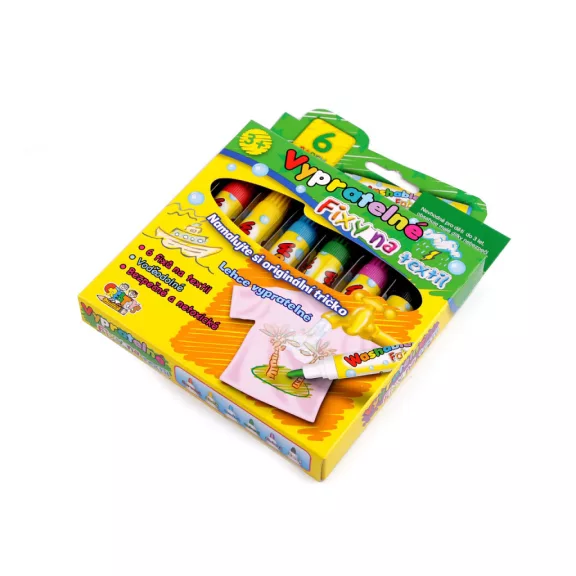 Textil filctoll 6 db készlet - 2 lásd a képen kimosható (3 box) Textil filctoll 6 db készlet - 2 lásd a képen kimosható (3 box)