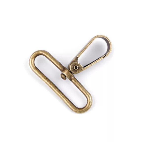 Fém forgós karabiner 50 mm-es befűző - 2 ósárgaréz (10 db-os csomagolás) Fém forgós karabiner 50 mm-es befűző - 2 ósárgaréz (10 db-os csomagolás)