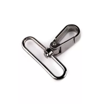   Fém forgós karabiner 50 mm-es befűző - 5 nikkel fekete (2 db-os csomagolás)