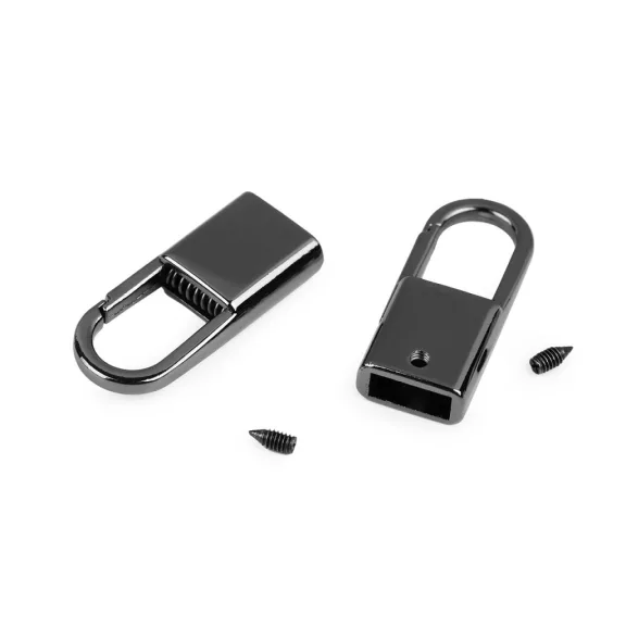 Lapos zsinórvég karabiner szélesség 9 mm - 3 nikkel fekete (10 db-os csomagolás) Lapos zsinórvég karabiner szélesség 9 mm - 3 nikkel fekete (10 db-os csomagolás)