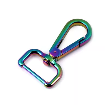   Fém forgós karabiner 25 mm-es befűző szivárványos - multicolor (10 db-os csomagolás)