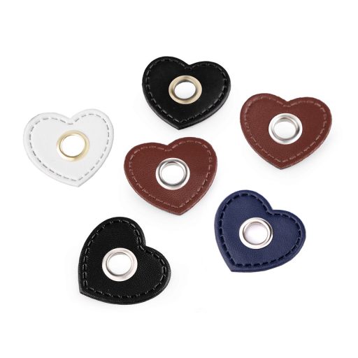 Ringli műbőr szívvel varrható 8 mm