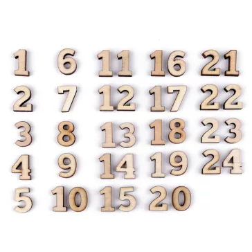   Adventi naptár készítéséhez alkalmas számok / 1-24 - természeti (24 zacskó)