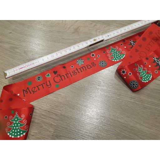Piros szatén karácsonyi szalag
