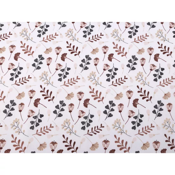 Cotton Fabric / Canvas, Flowers and Leaves – brownish Cotton Fabric / Canvas, Flowers and Leaves – brownish