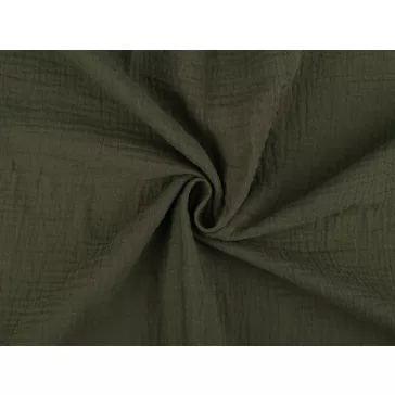 Khaki green cotton double gauze (muslin fabric)