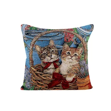   Gobelin párnahuzat macskák 45x45 cm - 4 kék (2 db-os csomagolás)