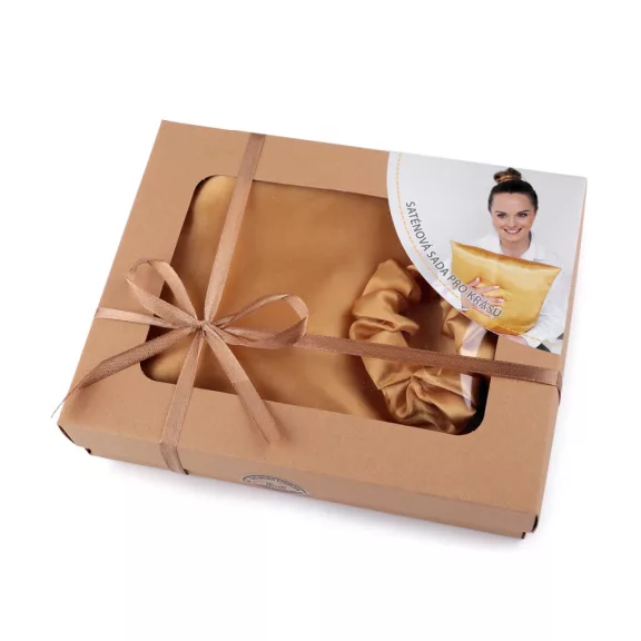 Szatén Beauty alvó készlet, huzat és scrunchie gumi - 16 világos arany (1 db-os csomagolás) Szatén Beauty alvó készlet, huzat és scrunchie gumi - 16 világos arany (1 db-os csomagolás)