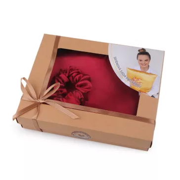   Szatén Beauty alvó készlet, huzat és scrunchie gumi - 13 bordó (1 db-os csomagolás)