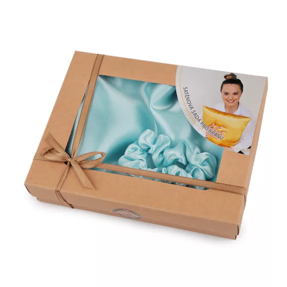 Szatén Beauty alvó készlet, huzat és scrunchie gumi - 23 türkisz (1 db-os csomagolás) Szatén Beauty alvó készlet, huzat és scrunchie gumi - 23 türkisz (1 db-os csomagolás)