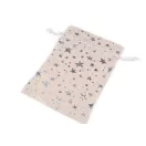 Len ajándék zsák fényes csillagok 20x30 cm tasak - 1 nyers-natür ezüst (1 db-os csomagolás)