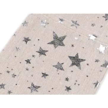   Len ajándék zsák fényes csillagok 13x18 cm tasak - 1 nyers-natür ezüst (10 db-os csomagolás)
